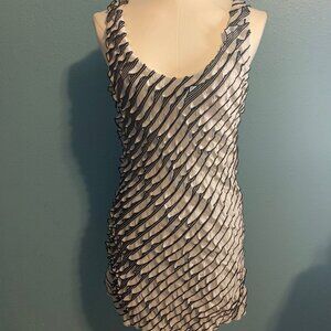 Rachael & Chloe women's sz M black & white ruffle mini tank dress